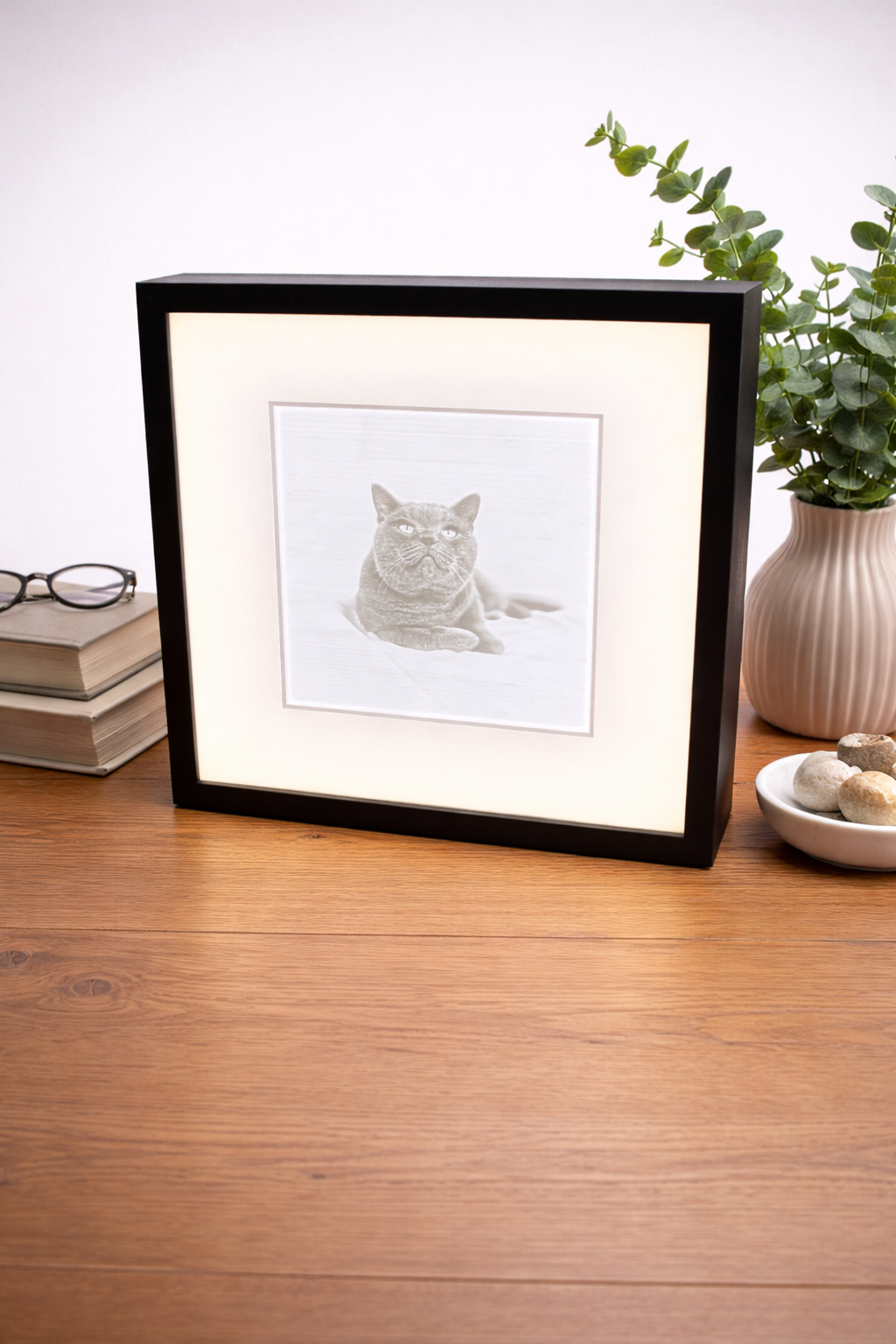 Image lumineux 3D personnalisé (contour noir et blanc)