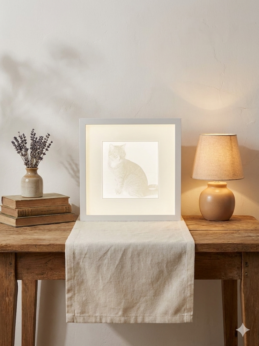 Image lumineux 3D personnalisé (contour noir et blanc)